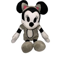Minnie Mouse Plush 9  Just Play Inc Disney Halloween Cat Black White Gray