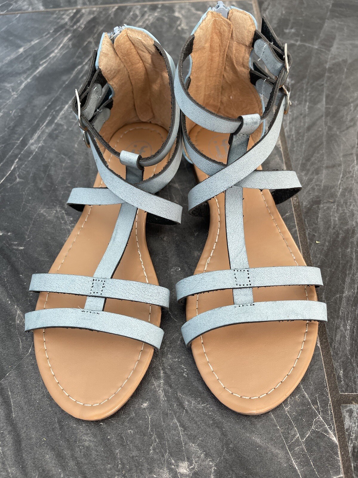 Ladies summer sandals with strap buckle Blue Size 9 | eBay