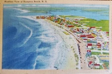 Hampton Beach New Hampshire Aerial View Tichnor LINEN 1947 Vintage Postcard