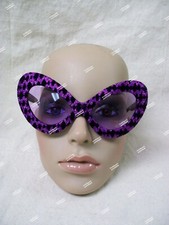 Black Purple Glitter Costume Glasses 5th Avenue Cat Eye Hollywood Diva 60s 70s