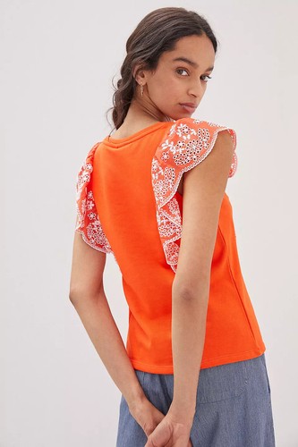 Neu mit Etikett Anthropologie Top mit Rüschen und Ösen Größe Small - Bild 3 von 3