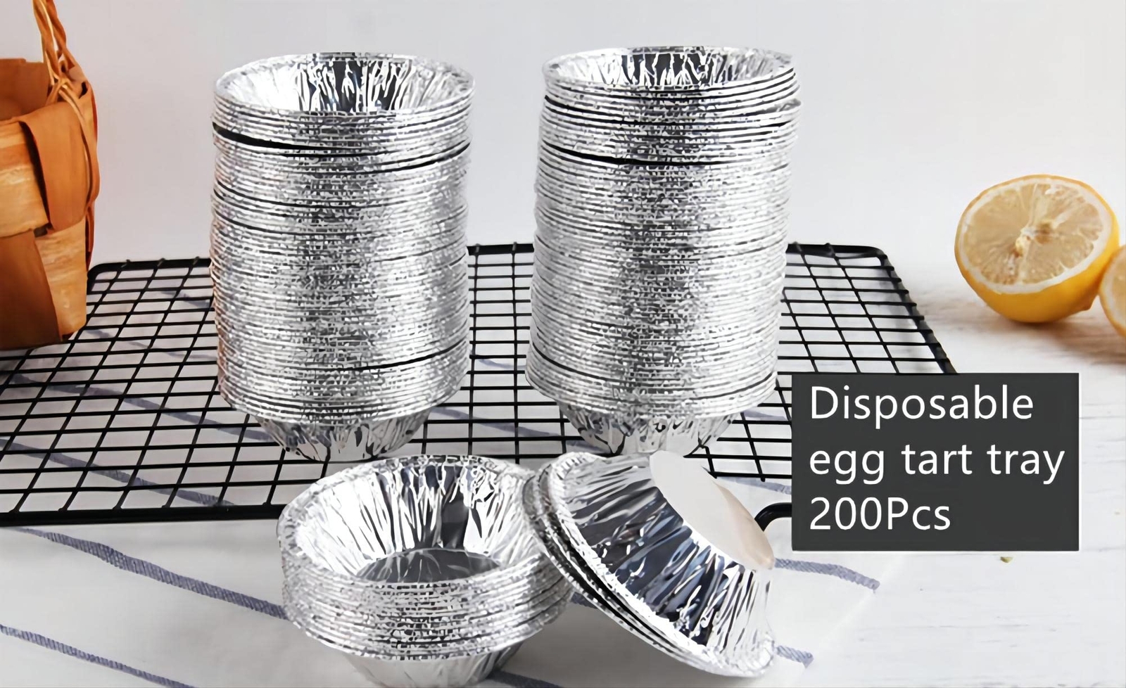 BOLLAER 200 Pcs Disposable Aluminum Foil Tart Pans - Mini Pie & Tart Baking Cups