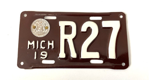 VERY RARE NICE RESTORED SHORTY 1919 MICHIGAN LICENSE PLATE WOW