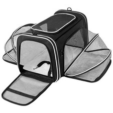 TSA Airline Approved Large Pet Travel Carrier,4 Sides Expandable with 2 Mesh ...