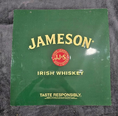 Jameson Irish Whiskey Metal Bar Sign   Green JJ&S Crest    Man Cave Bar Decor