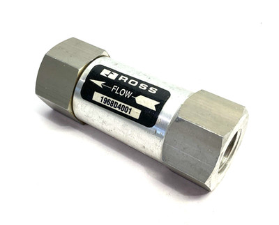 Ross 1968D4001 Inline Check Valve, 2/2 Function, Self-Cleaning Poppet, 1/2'' NPT