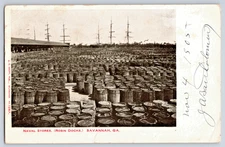 Savannah GA Georgia Naval Stores Rosin Docks Barrels Posted 1905 Postcard
