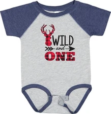 Inktastic Plaid Deer Wild And 1 With Arrow Baby Bodysuit Adventure Years Old 1st