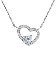 Cubic Zirconia Heart Pendant Necklace, 16"