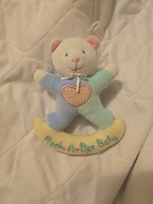 Vintage Terry Cloth EDEN Rock A Bye Baby 6" Bear Rattle Pastel Rare HTF