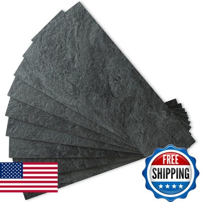 AULIGET 40-Piece Black Slate Peel and Stick Backsplash Wall Tiles 3x12 PVC Faux