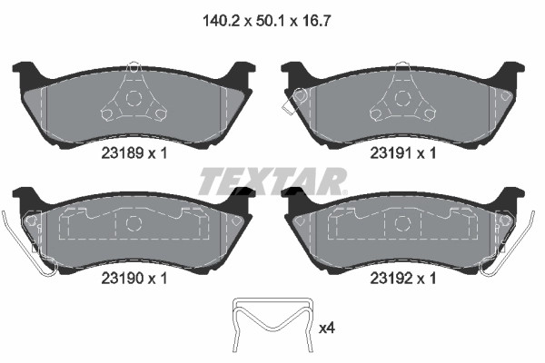 Plaquettes de frein Textar 2318902 résout bruit et usure disque OE 0424711950