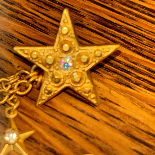 Vintage Pair 2 1/2" KIRKS FOLLY Quarter Moon & Star Dangle Pierced Earrings - Picture 3 of 24