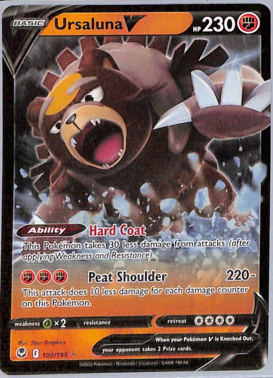 Ursaluna V Ultra Rare SWSH12: Silver Tempest 102/195 NM Holo