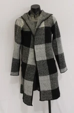 Fortune + Ivy Women's Camille Hooded Coatigan AC2 Black/Gray Medium NWT 