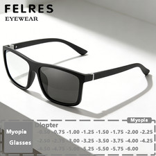 Square Photochromic Myopia Glasses Men Women Sports Frame Nearsighted Eyewear