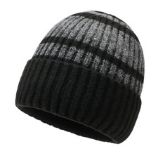 Bonnet Cagoule Tricoté En Laine Faux Polyester, Oreilles, Rayé