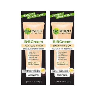 2xGarnier BB Beauty Benefits Cream SPF 24 PA+++ UVA / UVB Protection 30 Gramm