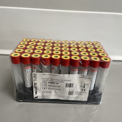 Vacuette 456073P 5ml CAT Serum Sep Clot Activator 13x100 50pcs Non-Ridged Tubes