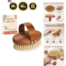 Dry Brushing Body Brush - Natural Boar Bristle Dry Body Brush for Lymphatic D...