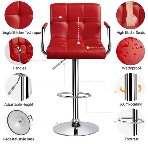 Taburetes De Bar Bancos Para Barra De Cocina Sillas Red Barstools Set of 4 NEW - Picture 5 of 7