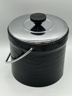 Vintage Retro 1960's Ice Bucket Black Faux Alligator Vinyl Chrome Lid VC — photo 3