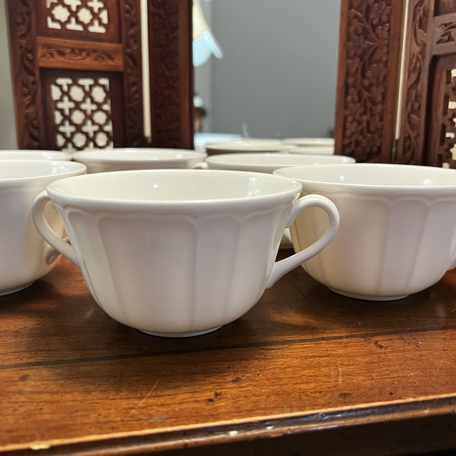 Set Of 6 Vintage Lenox “White Sands” 7883 Cream Soup Bowls Cups Handles 9 1/4 Oz
