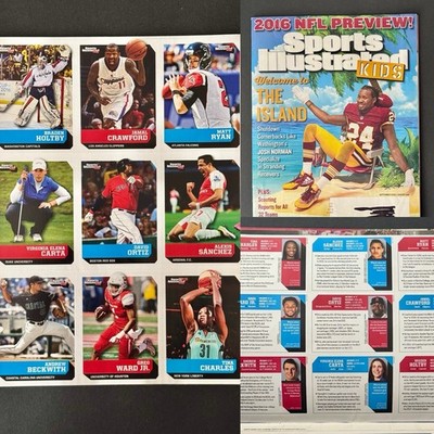 SI for Kids Magazine Cards Uncut Sheet September 2016 David Ortiz Jamal Crawford