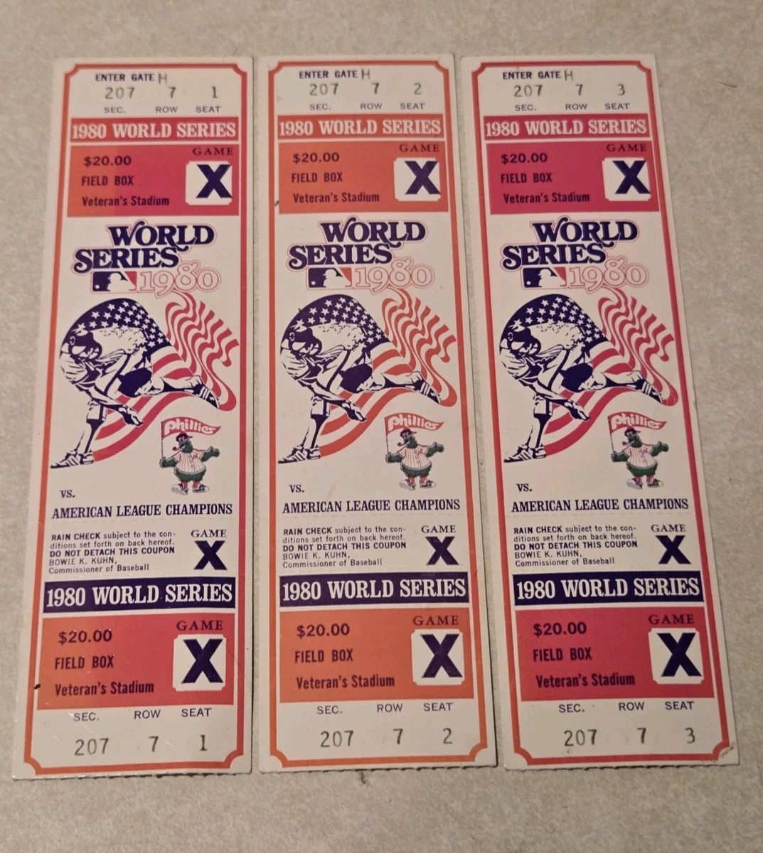 Philadelphia Phillies Baseball 1980 Vintage Sports Ticket Stubs