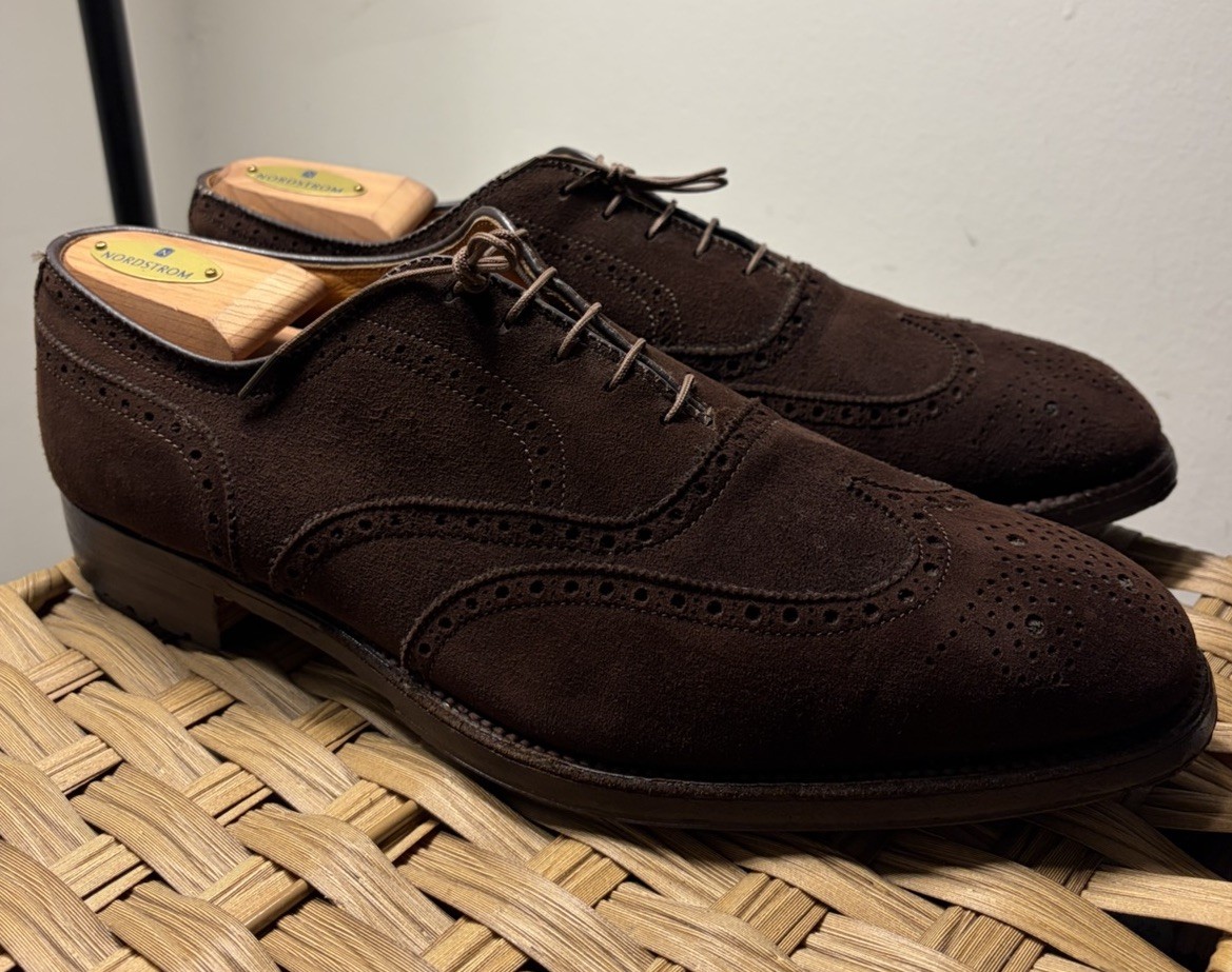 Alden 9703F Dark Brown Suede Wing Tip Bal