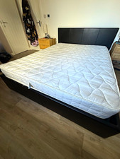 Black Faux Leather king Ottoman Storage Bed, Slats & Headboard, Mattress