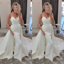 Classic Wedding Dresses With Detachable Train Mermaid Satin Bridal Gowns