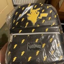 Pikachu Pokémon Lighting Black Backpack Bag Official new with Pom Pom 