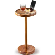 Drink Table, 24.4" Tall Compact Side Table with Slot and Weighted Base, Durab...