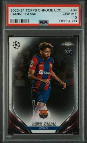 2023 TOPPS CHROME UEFA CLUB COMPETITIONS #64 LAMINE YAMAL ROOKIE RC PSA 10