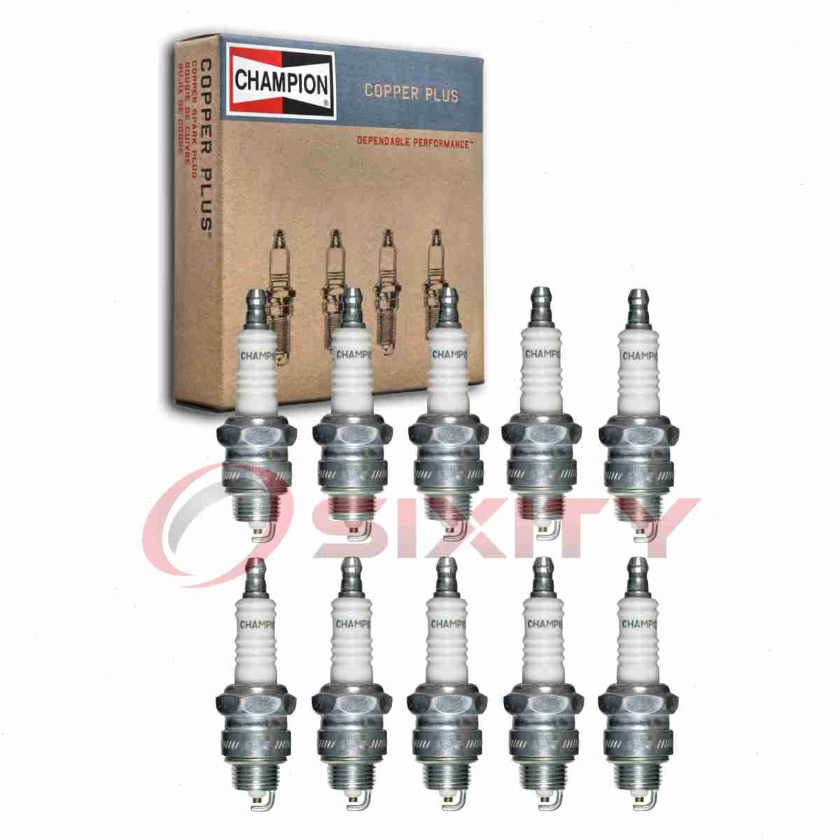 10 pc Champion Copper Plus 10 Spark Plugs for XS85 W7FC W7F W20PU W17PU ct