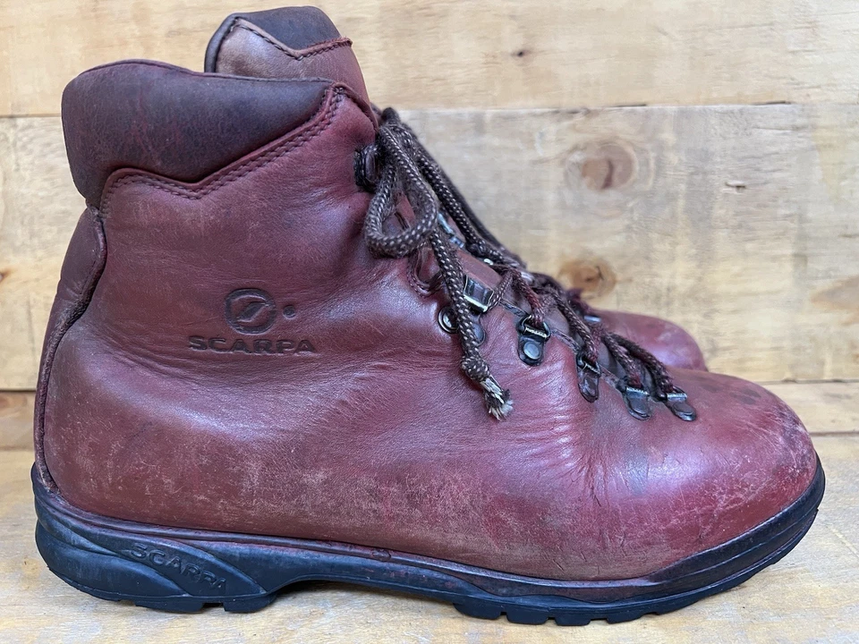 SCARPA VINTAGE HIKING MOUNTAINEERING TRAIL BOOTS LEATHER MEN’S SZ 44 / ITALY 10 - Image 3 of 4