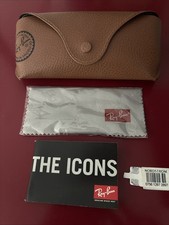 NEW Ray Ban Genuine Brown Sunglasses Eyeglasses Case with Cleaning Cloth  Book