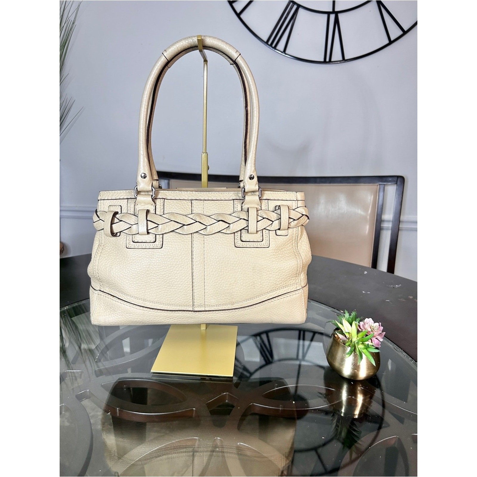 Coach Hamptons Ivory Pebbled Leather Carryall Satchel… - Gem