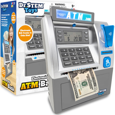 Dr. Stem Toys - Kids Atm Savings Bank Electronic Piggy Bank Bill Feeder Coin