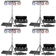 Chauvet DJ 4BAR USB DMX LED Wash Light System w/ Tripod  Footswitch 4 Pack 