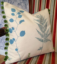Vanessa Arbuthnott  *FINE FOLIAGE*  Cushion Cover/Bobble Trim in Green  38cm