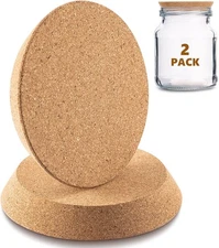 Kathfly 2 Pcs Cork Canning Jar Lids Wood Tapered Large, as pictures show 