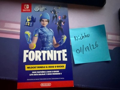Nintendo Switch Fortnite WildCat Bundle USA CODE card + 2000 vbucks UNSCRATCHED