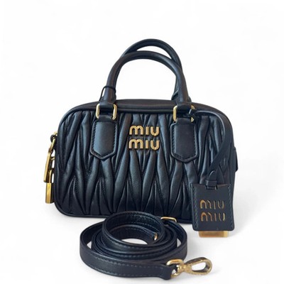Miu Miu Mini Arcadie Black Crumpled Calfskin (jj071526a6r)