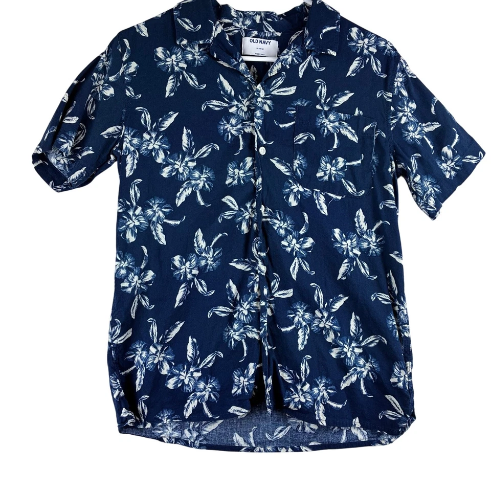 Antiguo Lote Azul Marino Manga Corta Botones Niños XL 14-16 Lino Algodón Rayón Mezclas X2 Foto 2 de 4