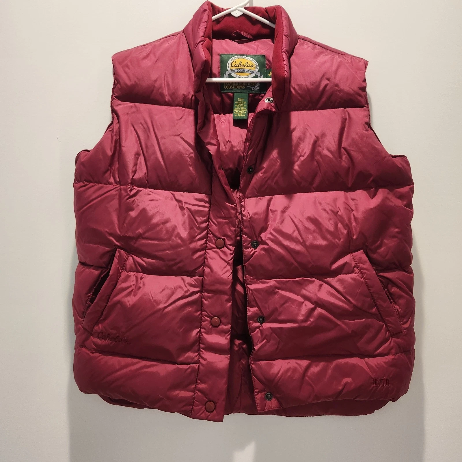 Cabelas Premier Northern Goose Down Red Vest Puffer 650 Fill Power Men's Medium