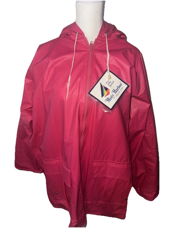 Misty Harbor Hooded Any Time Jacket Women Pink Plaid Lining Zip Hood SIZE L  NWT - Image 2 of 4