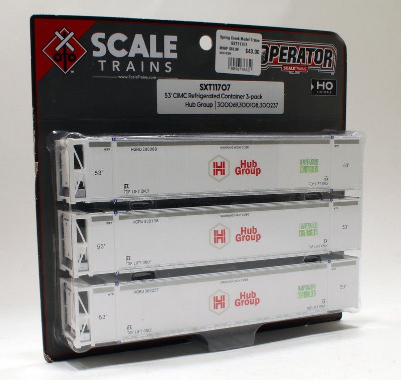 ScaleTrains (3PK) 53' Reefer Containers Hub Group 300069,300108,300237 HO 1/87