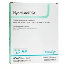 HydraLock SA Super Absorbent Dressing Blue / White 4 x 4" Sterile 60440 10 Ct